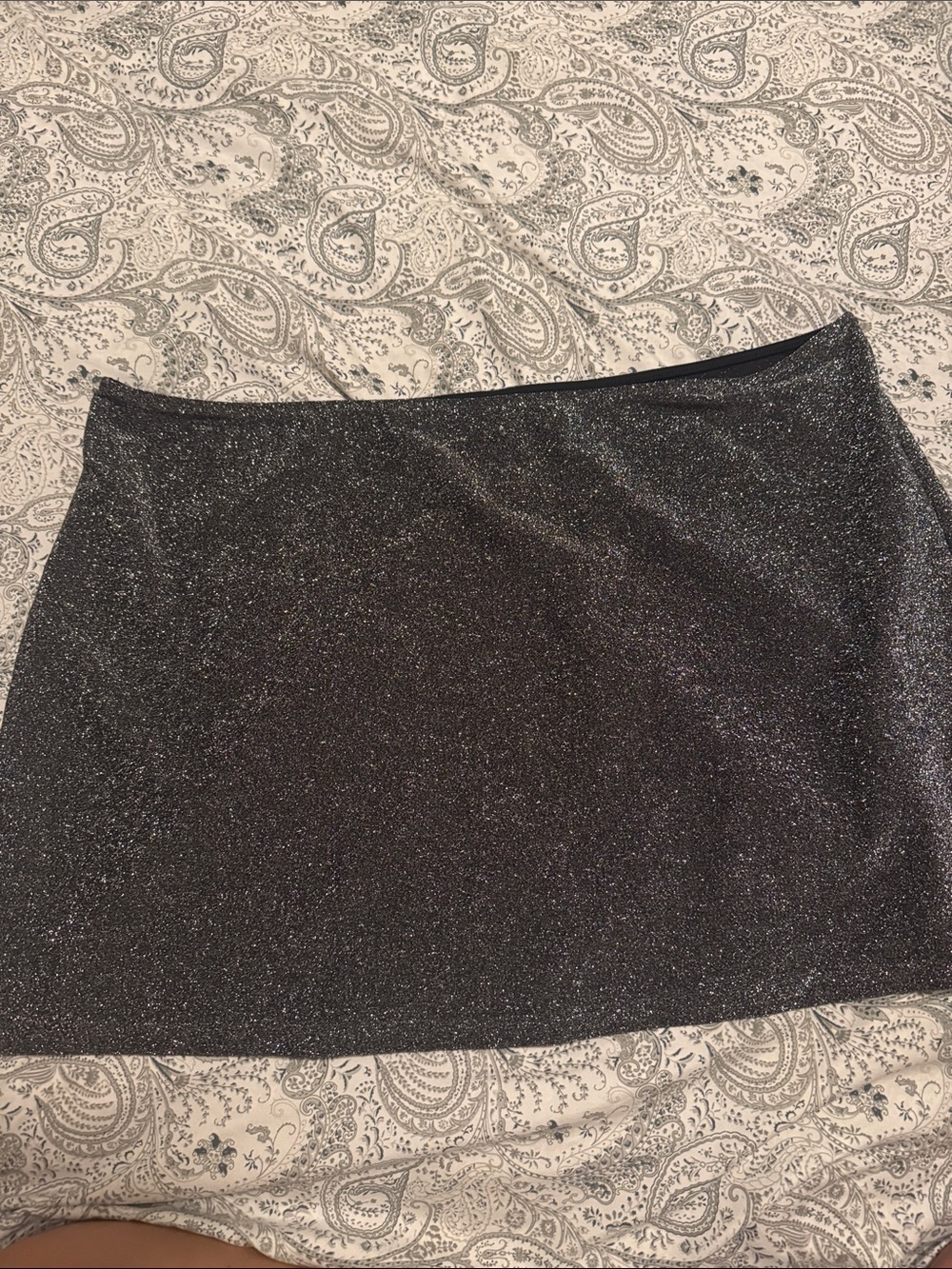 PINK- Sparkle Black Glitter Mini Skirt - Women
